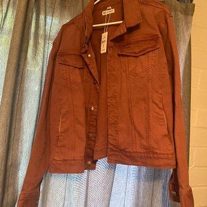 Warp and Weft Dark Pink/Maroon Denim Jacket